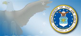 a department of the air force logo with an eagle in the background