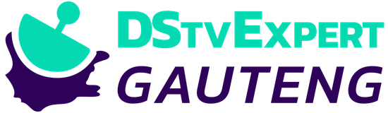 Logo: DStv Expert Gauteng, with a satellite dish graphic and a map outline.