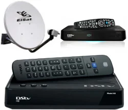 Two dstv decoders and a satellite dish