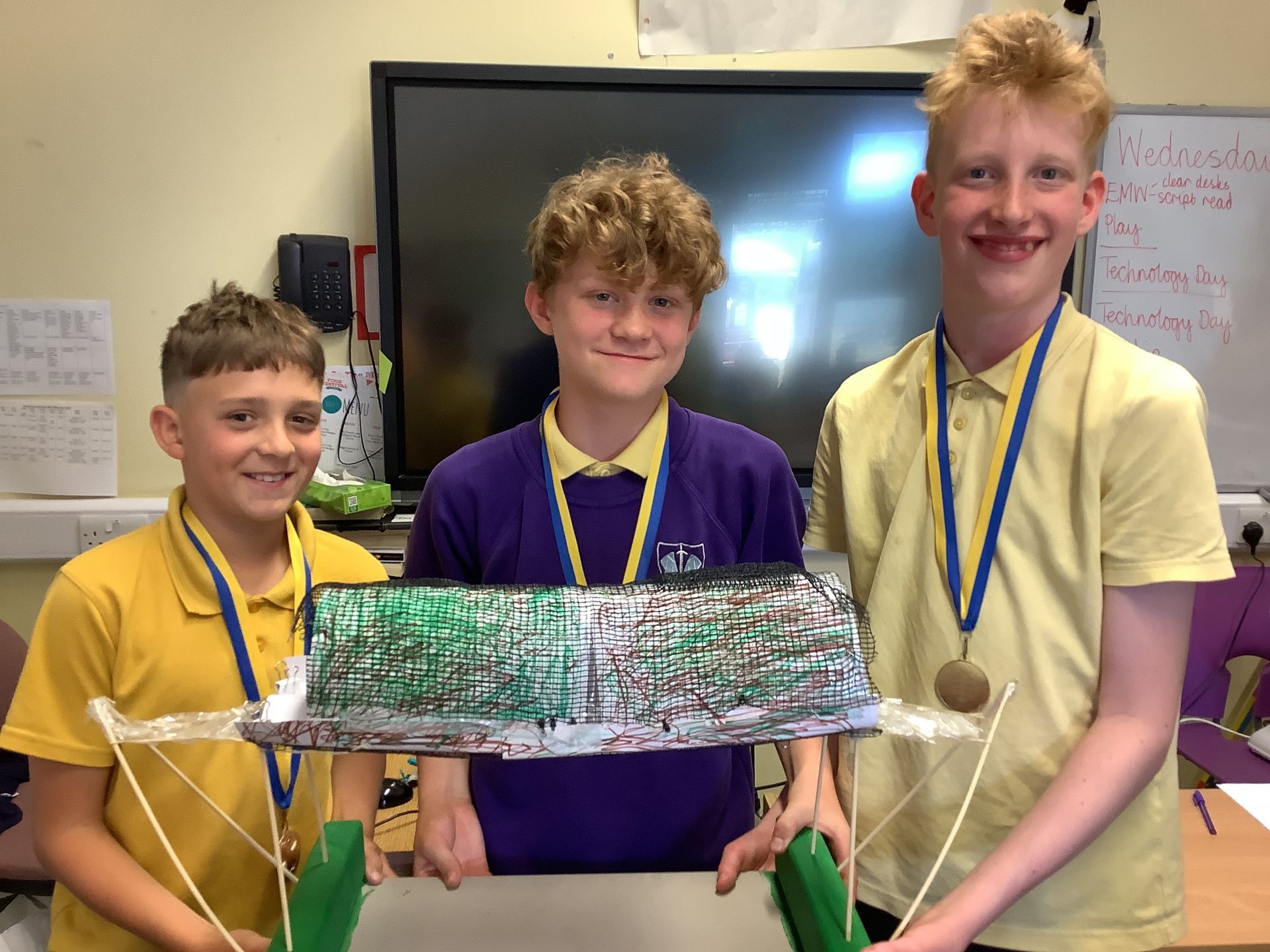 Pupils at St Martin at Shouldham Primary Academy with their bridge