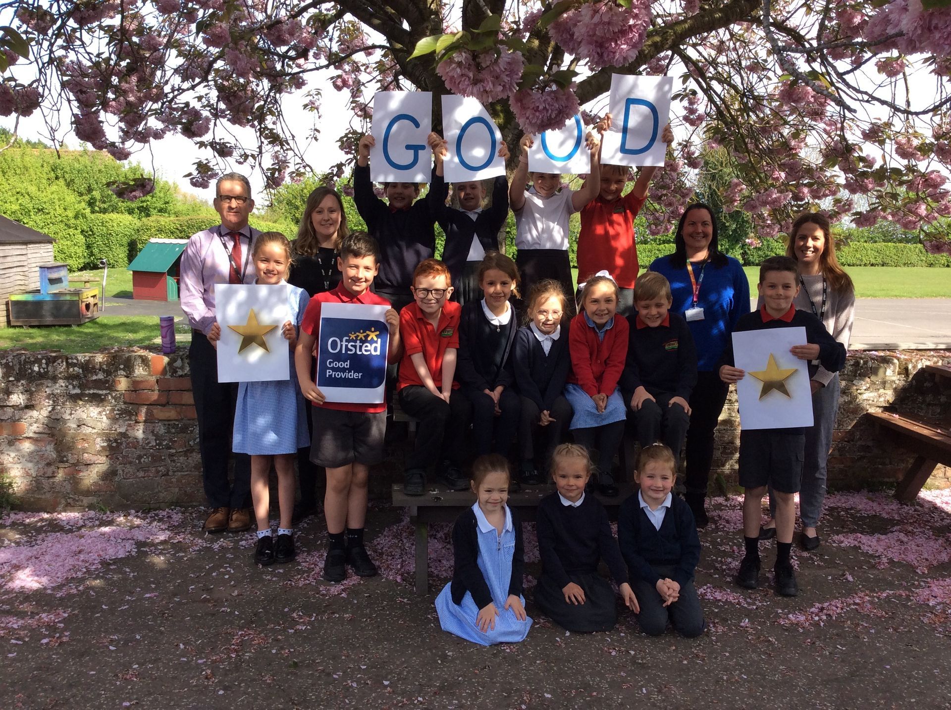 Staff and pupils at Tilney All Saints celebrate their good Ofsted inspection report