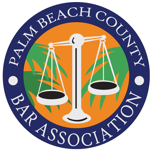 Palm beach county bar association logo with scales of justice