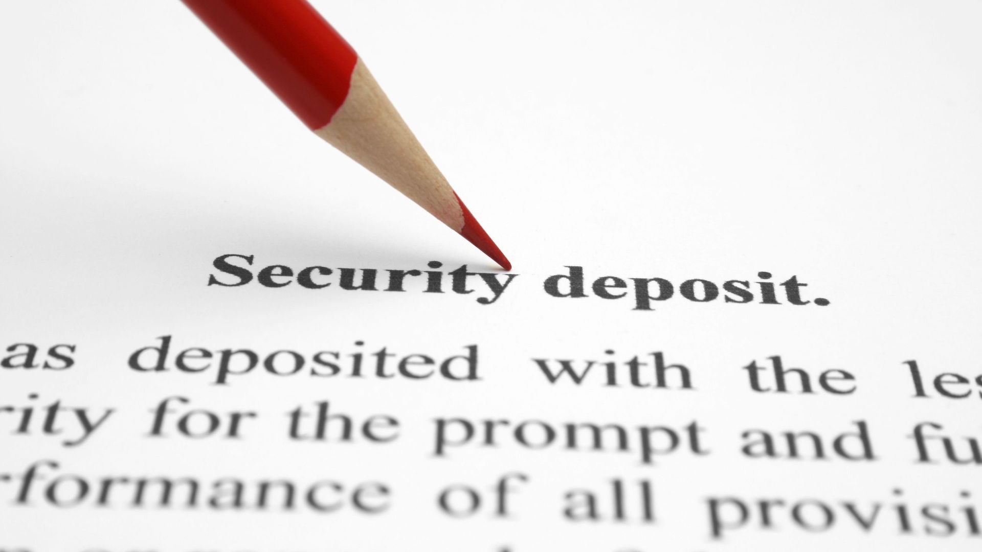 says 'Security Deposit' with a red pencil pointing at it.