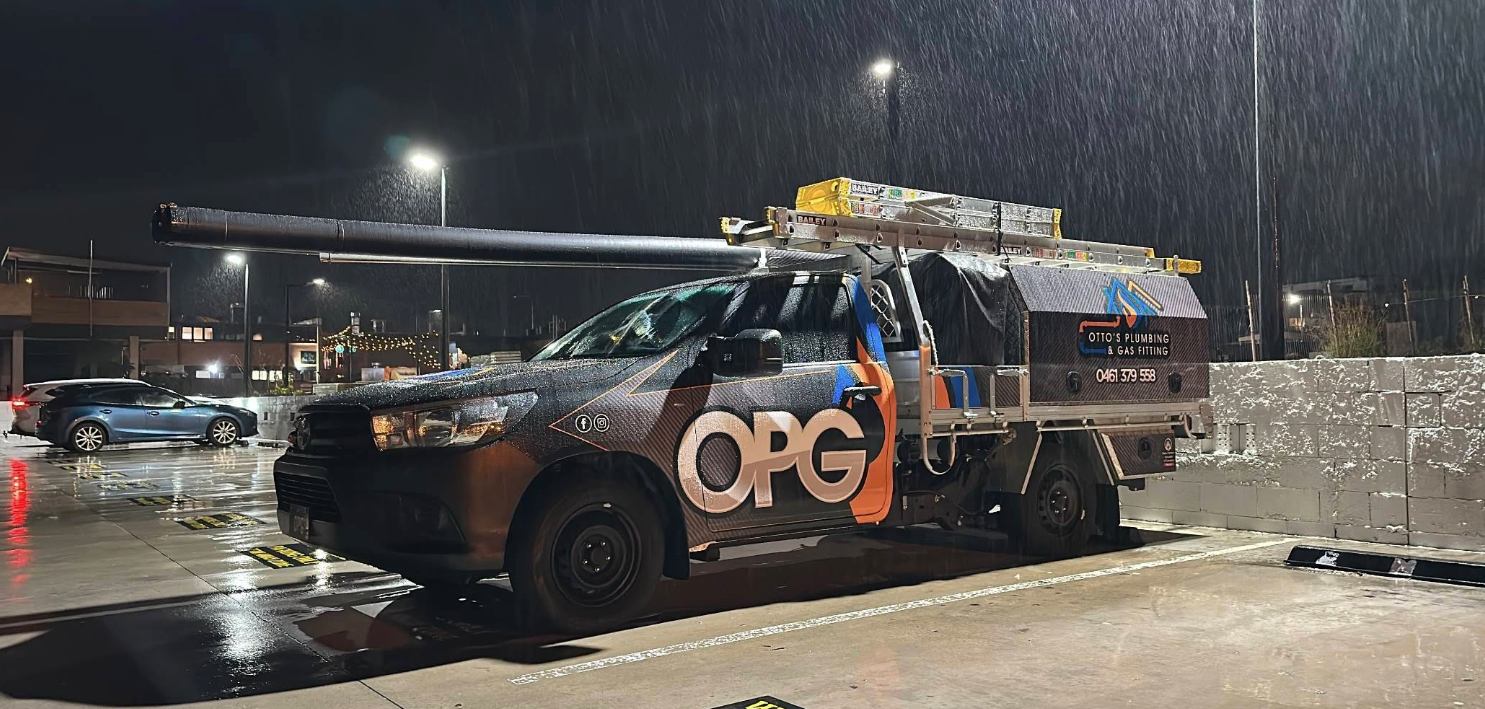 OPG Work Ute in the Rain — Otto’s Plumbing & Gasfitting in McDowall, QLD