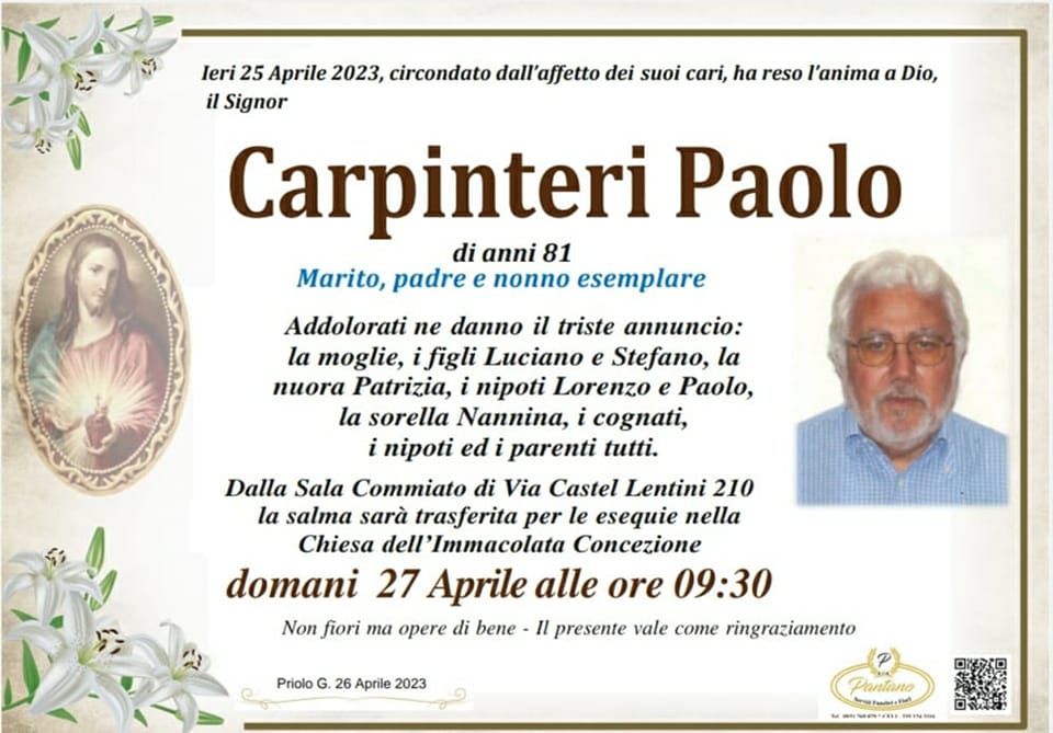 necrologio Carpinteri Paolo