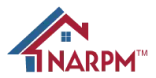 Logo of NARPM with a house graphic in red and blue. The text reads 