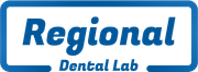 Logo for Regional Dental Lab. White text in blue rounded rectangle.