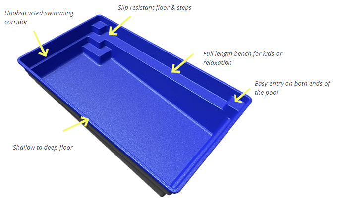 Blue Rectangular In-Ground Swimming Pool with Steps — Swan Hill Pool & Spa Centre in Swan Hill, VIC