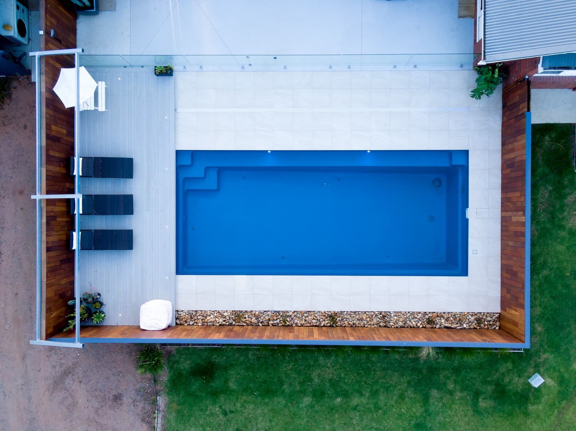Overhead View of A Rectangular Blue Pool — Swan Hill Pool & Spa Centre in Swan Hill, VIC