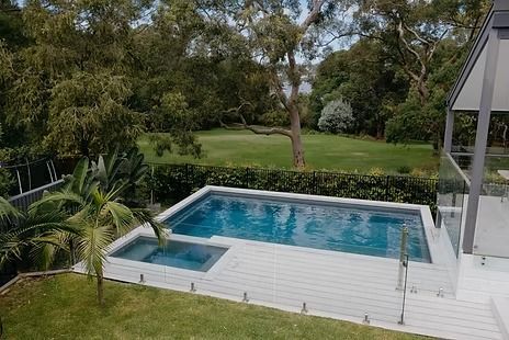 A Rectangular Pool and Spa on A Deck — Swan Hill Pool & Spa Centre in Swan Hill, VIC