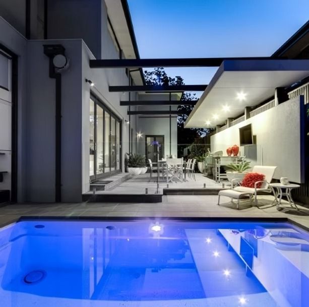 Modern Outdoor Patio with Pool — Swan Hill Pool & Spa Centre in Swan Hill, VIC
