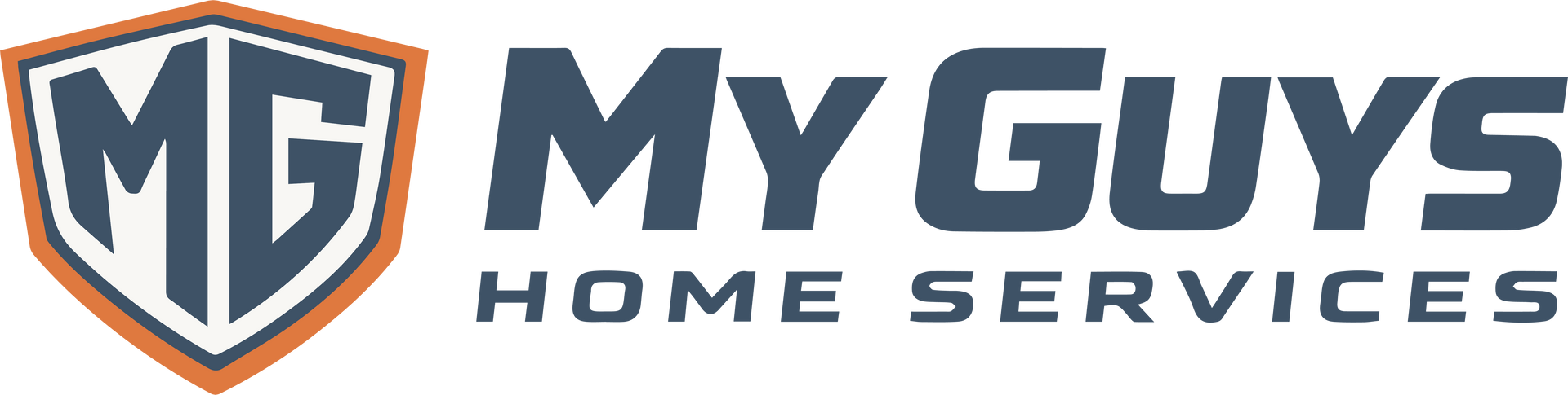 Logo featuring a blue and orange shield with the letters 