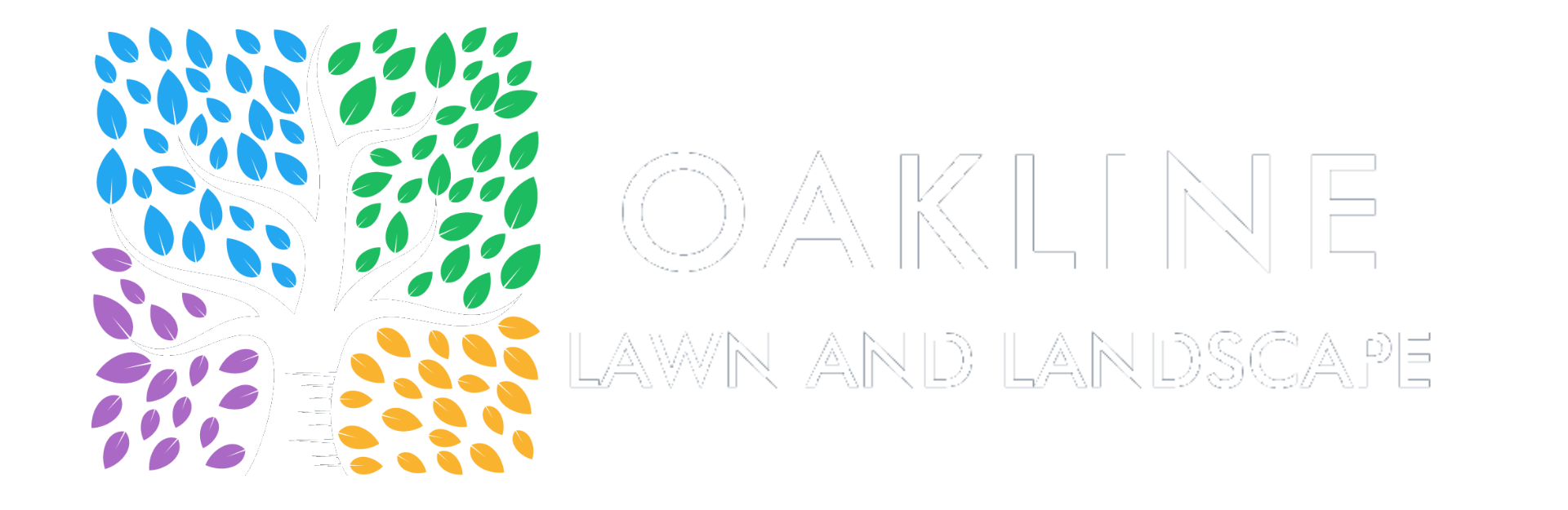 Logo for Oakline Lawn and Landscape. Features a colorful leaf design and the company name.