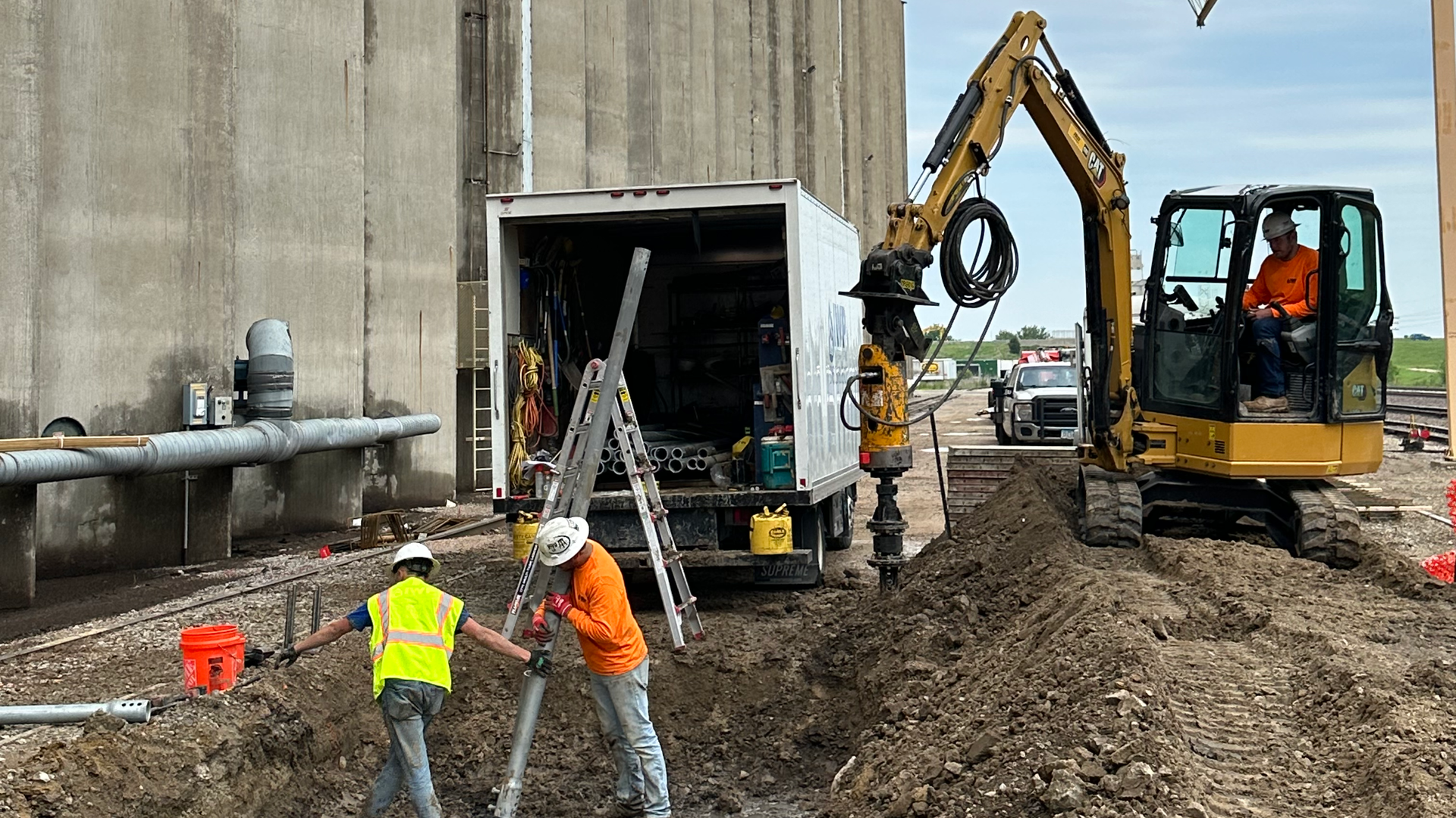 Helical Pier Installing at Cargill