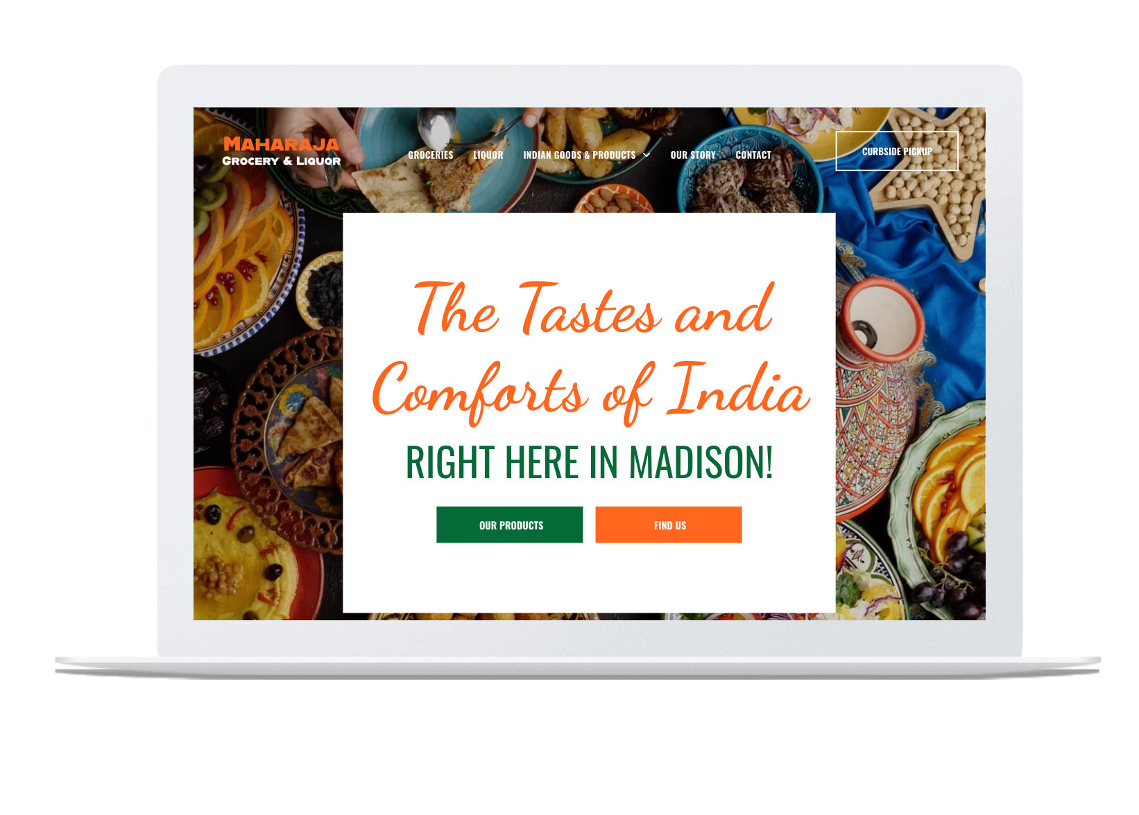 A laptop screen shows the tastes and comforts of india right here in madison.