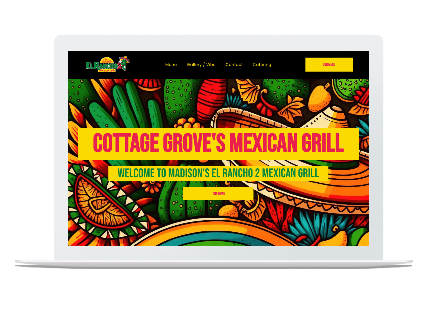 The website for cottage grove 's mexican grill is on a laptop screen.