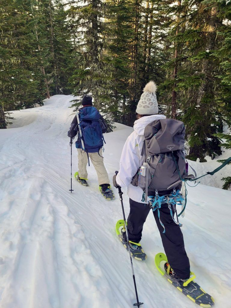 Tye and Ann Rustrum snowshoeing Mt. St. Helens