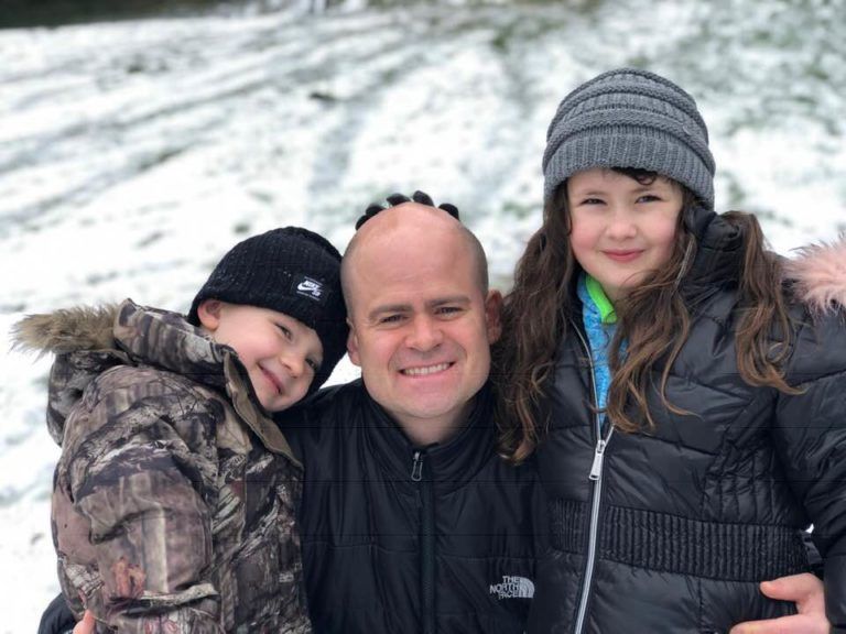 Tye with kids in snow