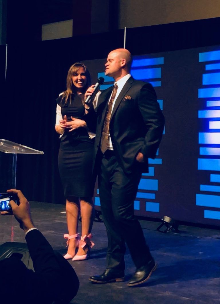 Both Tye and Ann Rustrum on-stage speakiong