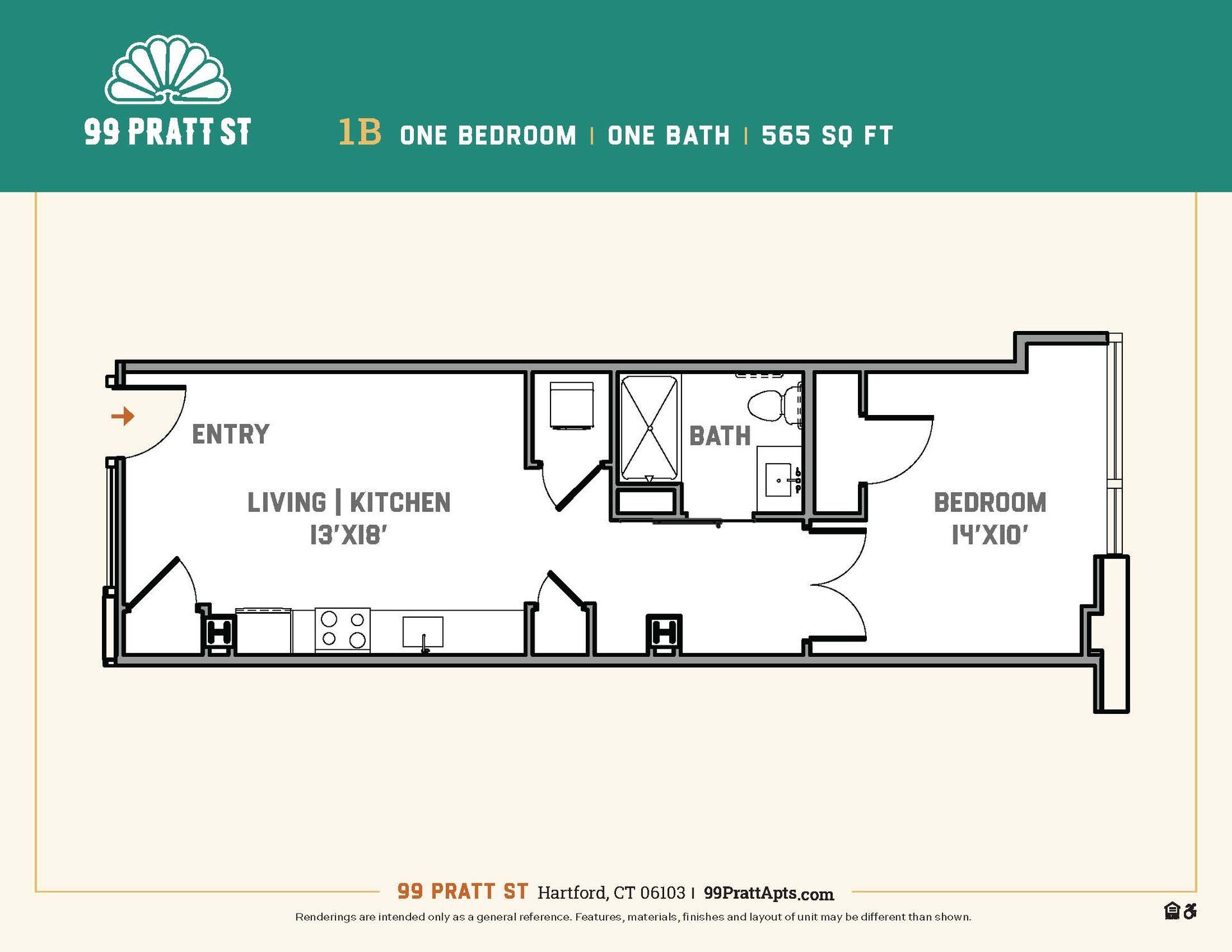 A floor plan of a house with a living room , kitchen , and bathroom.