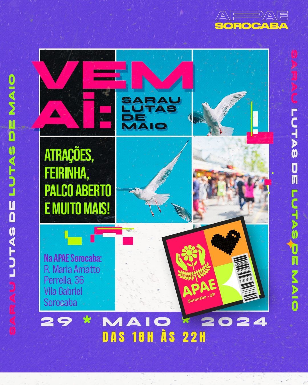 Vem aí o Sarau Lutas de Maio 2024 !
#vemprosarau