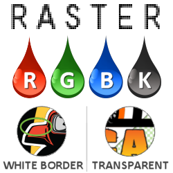 File Format - Red, Green, Blue, Black Colors with Transparent Background and White Vehicle Border