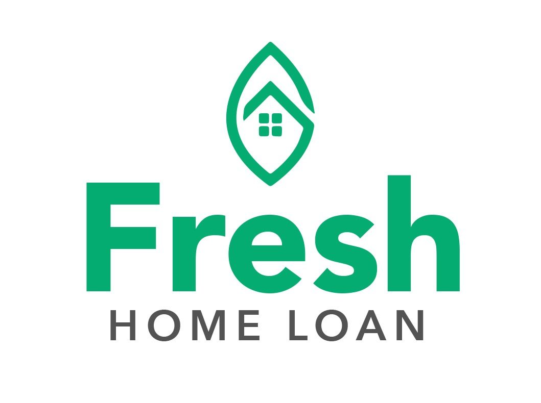 The logo for fresh home loan has a house on it.