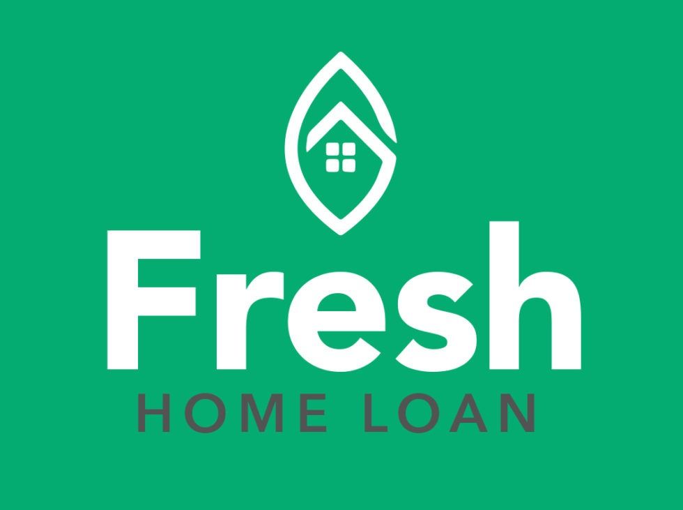 The fresh home loan logo is green and white with a house in the middle.
