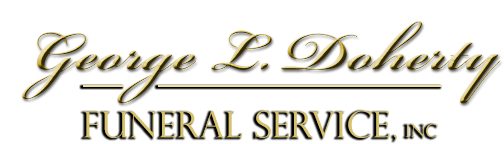 George L. Doherty Funeral Service, Inc. logo in gold and black script