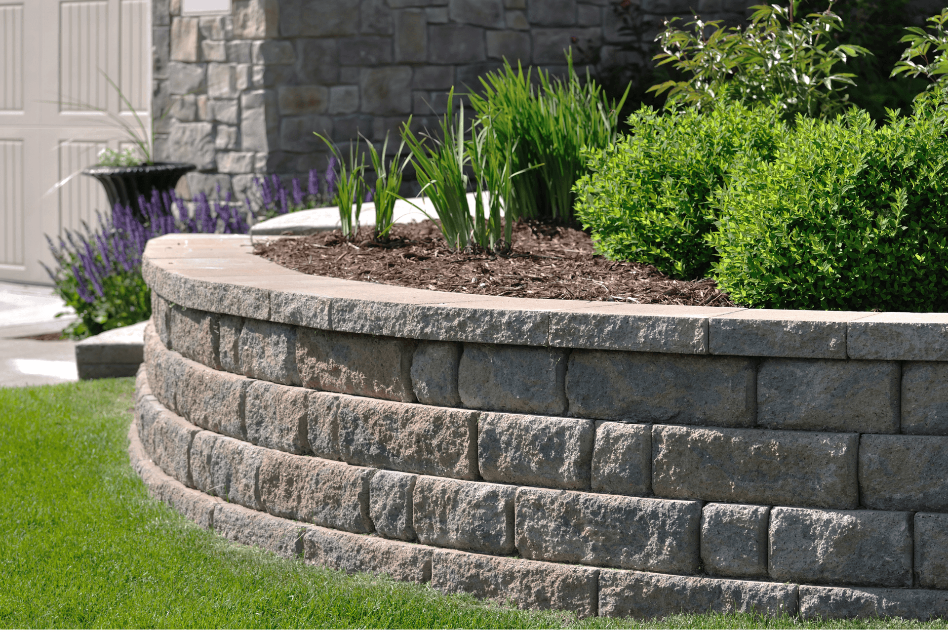 concrete retaining wall in the garden