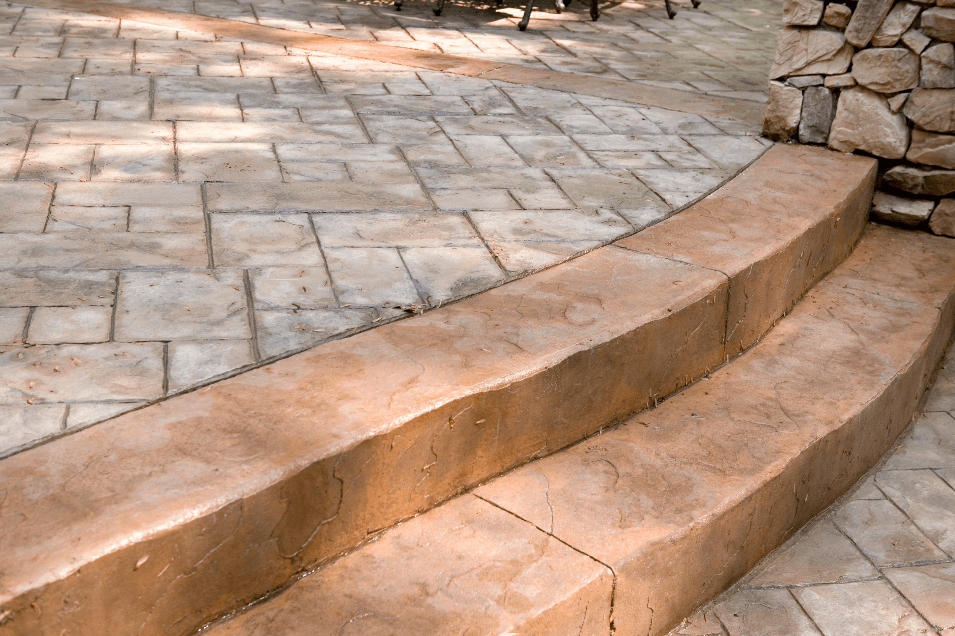 stained concrete steps
