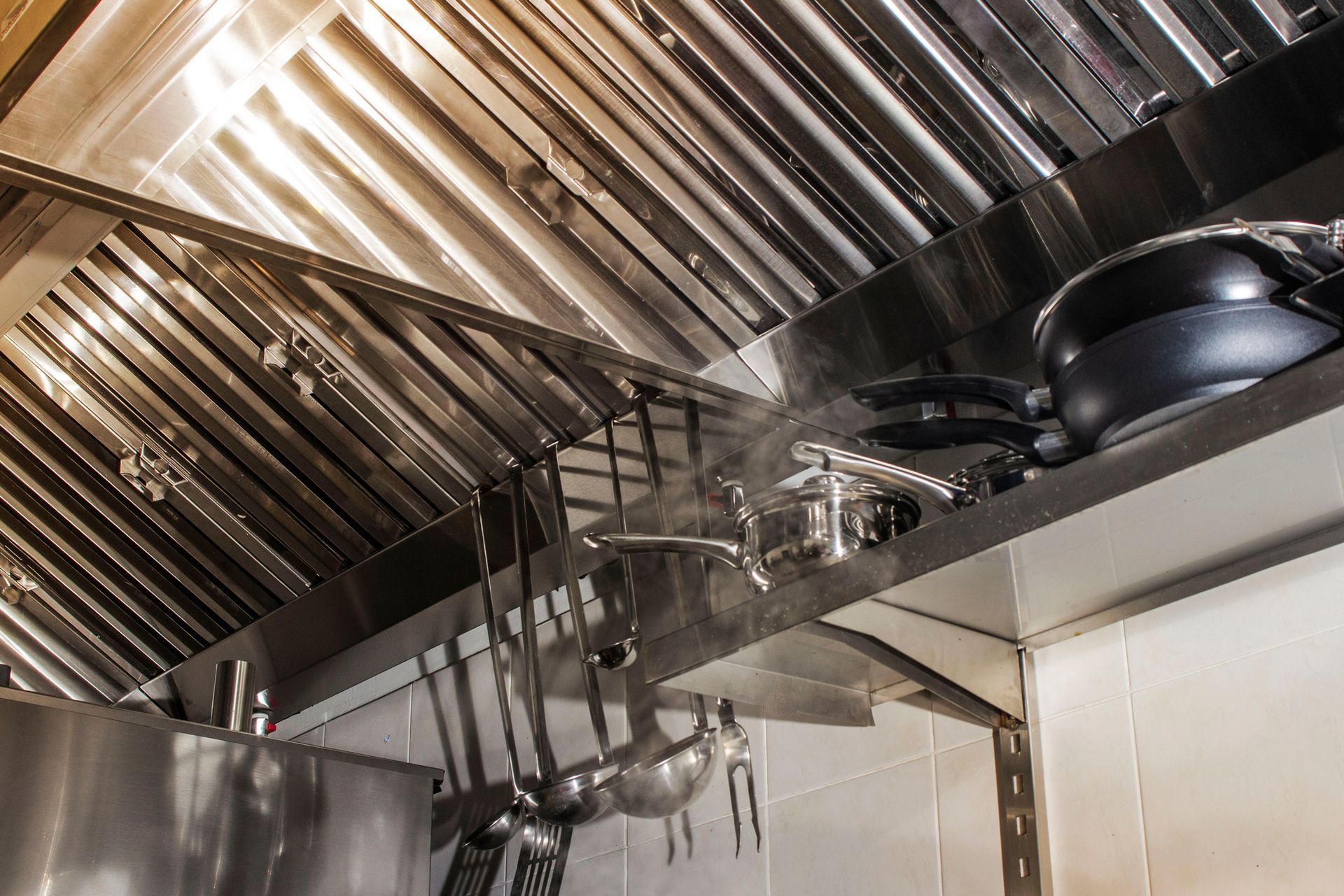 Hood filters detail in a professional kitchen.