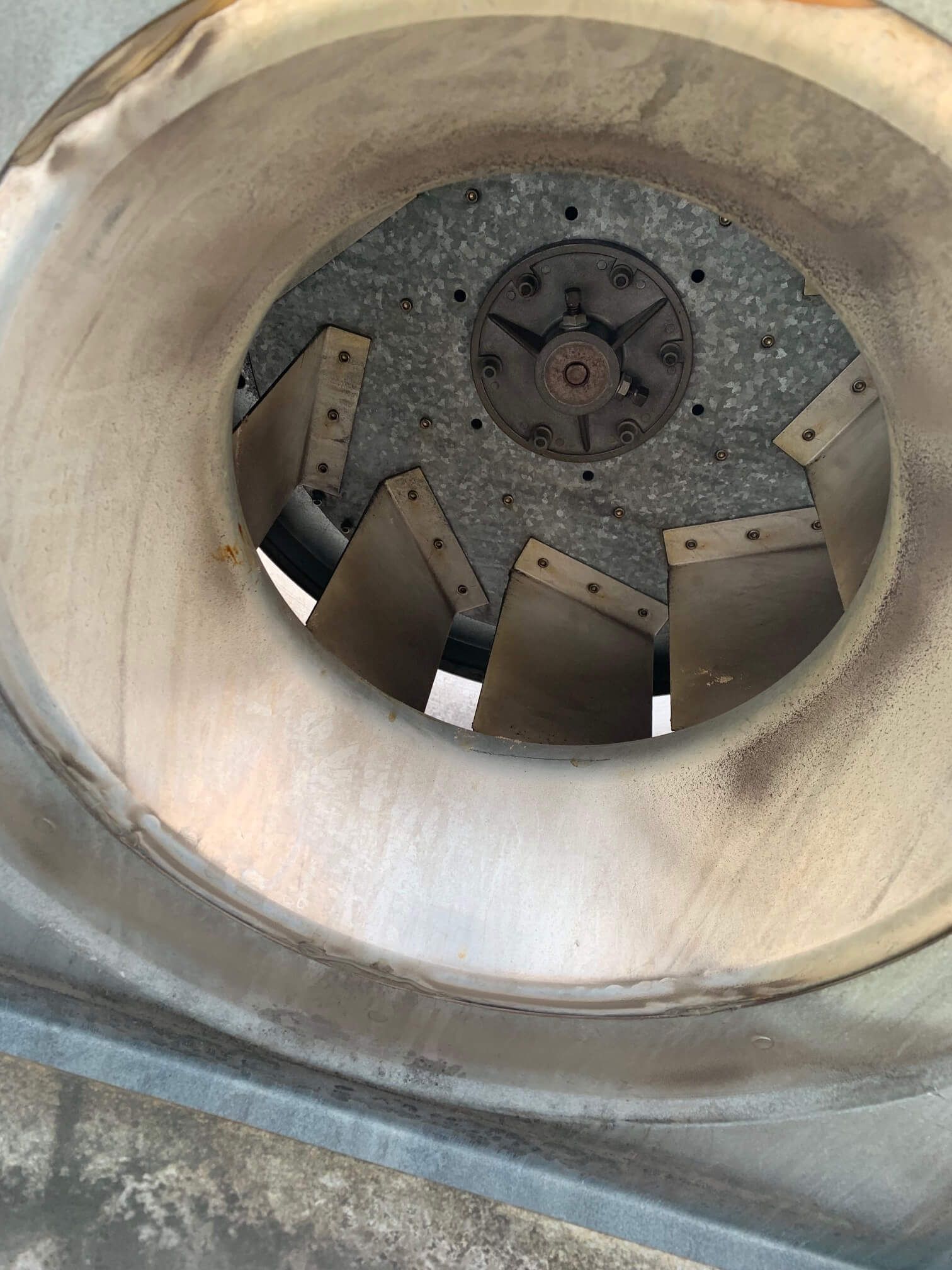 A close up of the inside of a fan.