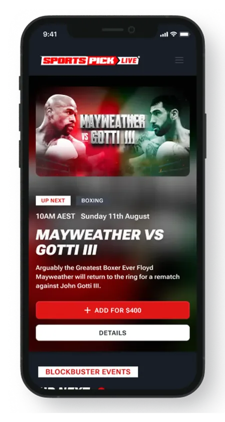 A cell phone displaying a boxing match between mayweather and gotti iii.