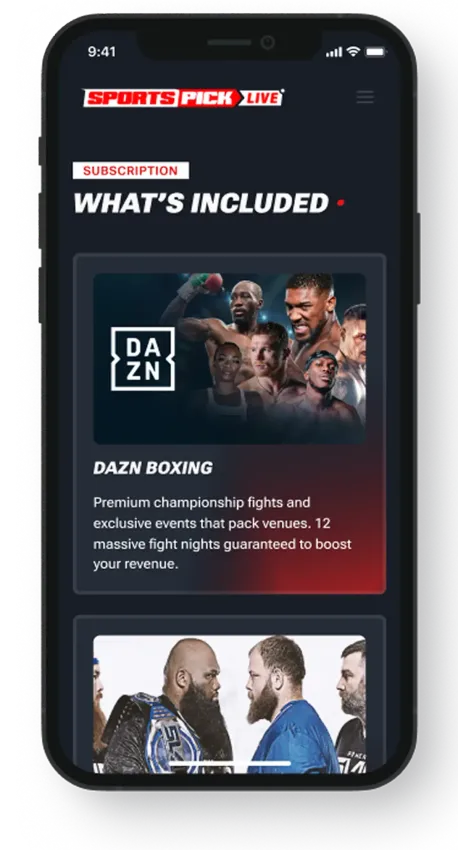 A cell phone with a sports pack app on it.