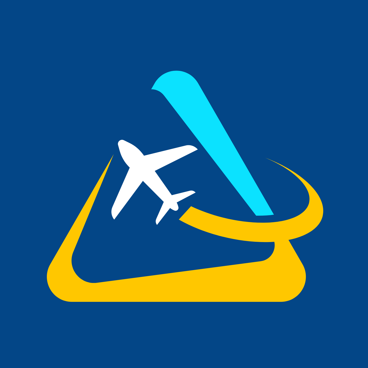 a blue background with a white x and an airplane on it