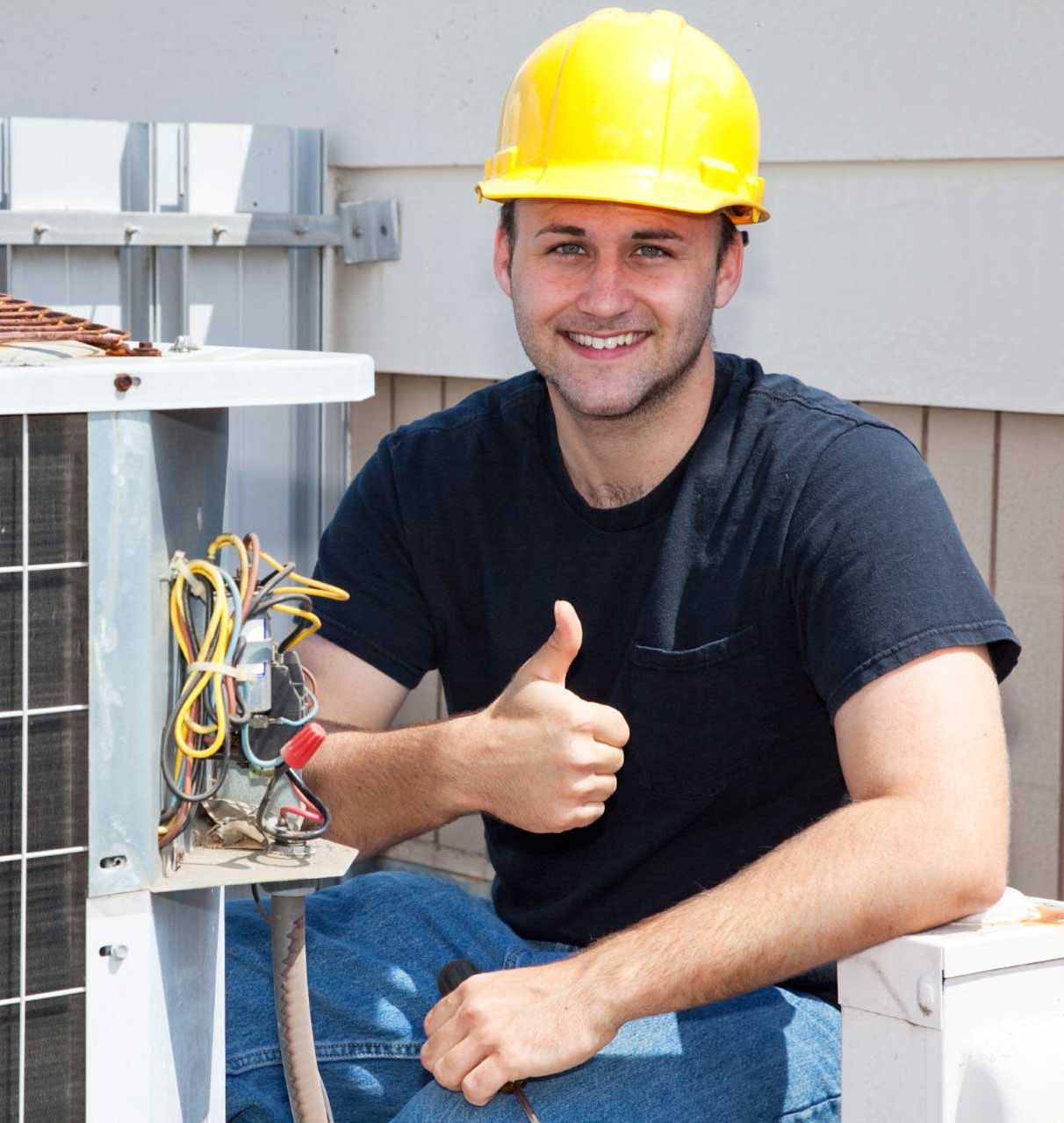Certified HVAC Technician Giving Thumbs-Up