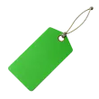 Yellow blank tag with black string attached.