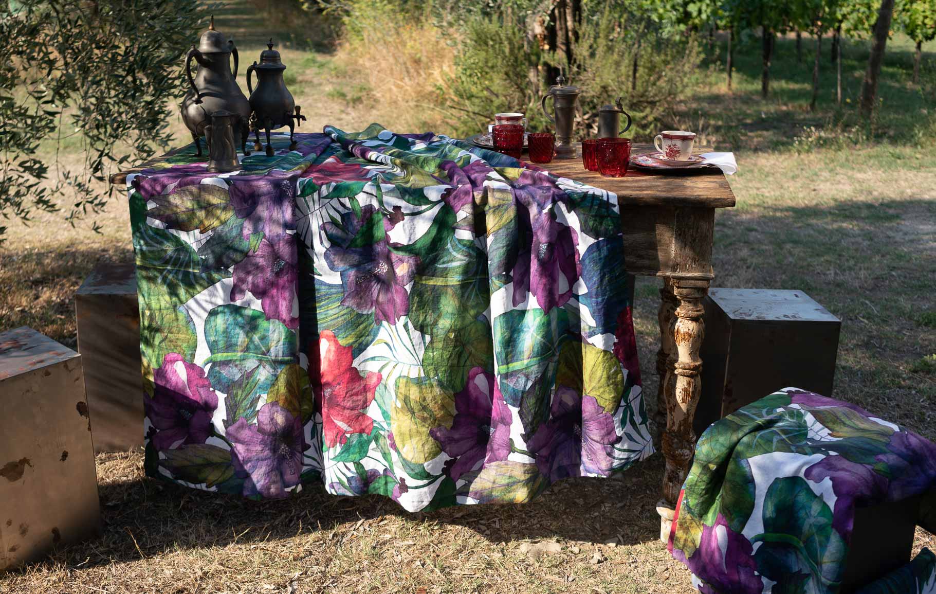 Tovaglia da tavola Tessitura Toscana karkade - Ugo Home bologna