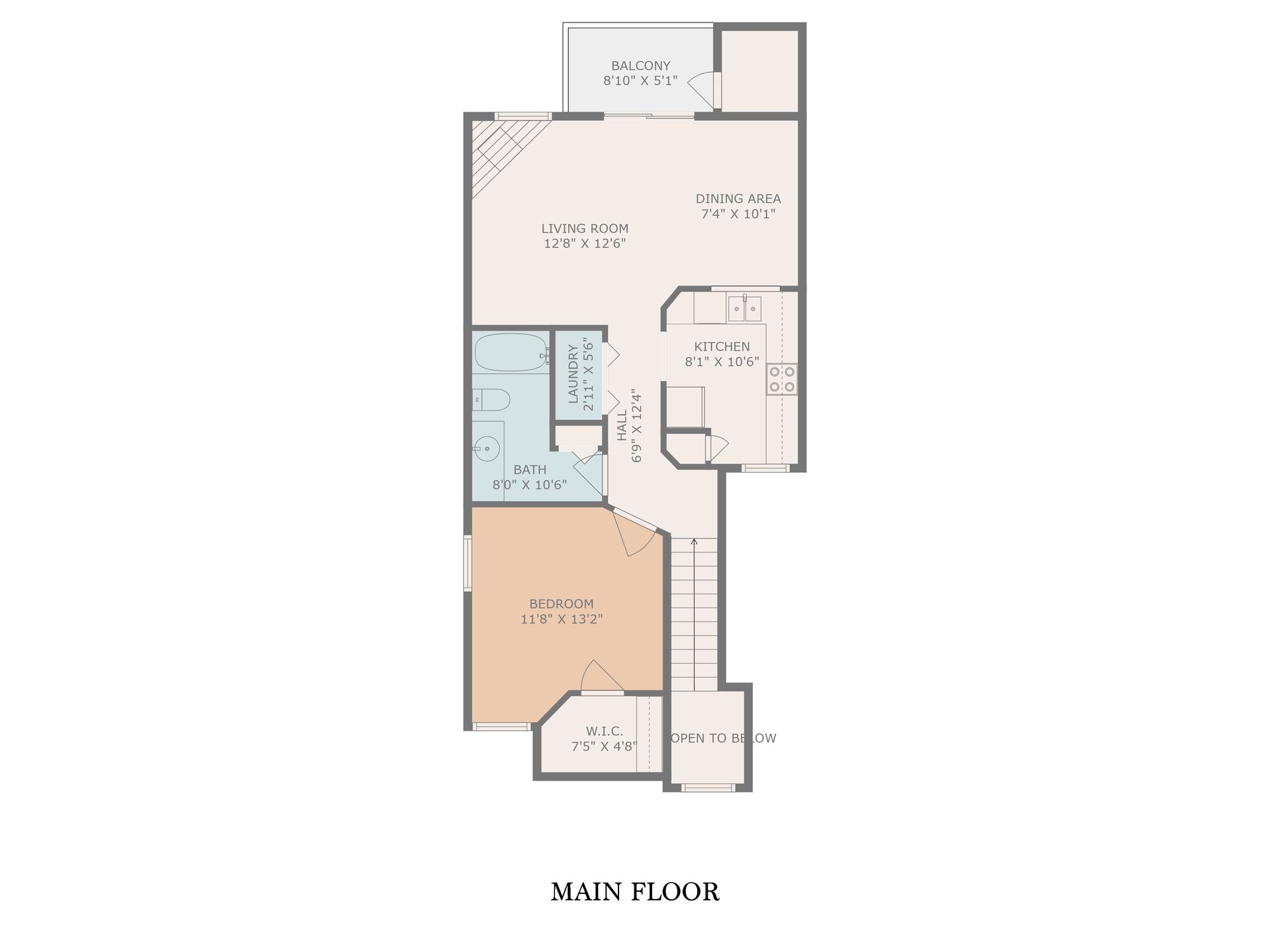 A floor plan of a house showing the main floor