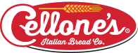 Cellone's Italian Bread Co. logo in white text on a red oval with wheat graphic.