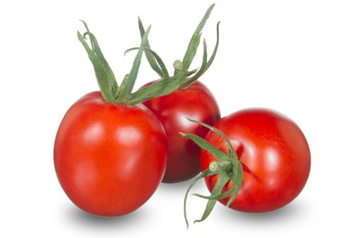 Rode eiercocktail tomaten met groene kroon. Speciaal voor de buitenteelt.