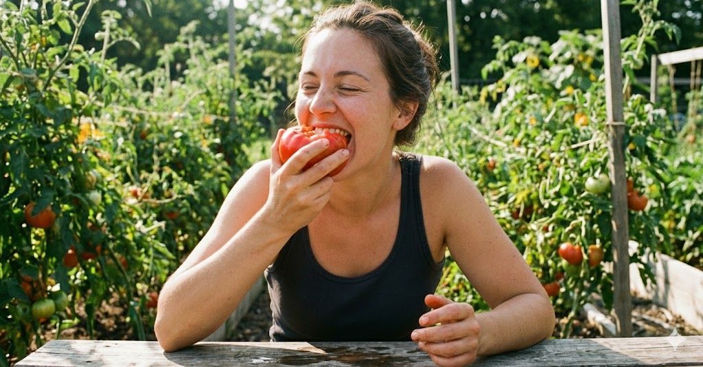 Zaailingen in een groene schaal, binnen. Paarse stengels, groene bladeren, raam op de achtergrond met bomen en daken.