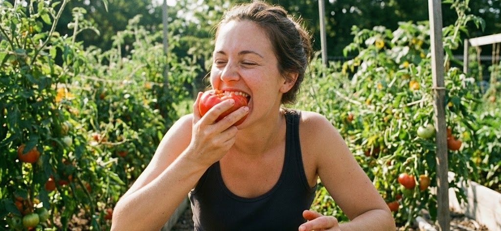 Tomaten te koop op een Franse markt; het bordje geeft een prijs van €3,90/kg aan.
