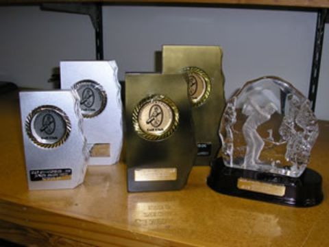Bronze, silver and crystal trophies