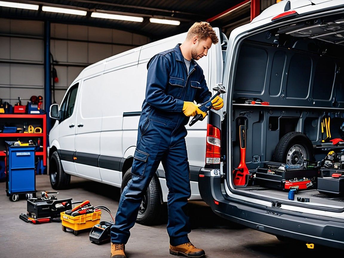 Certified Sprinter mechanic in Golden, CO, beside a van, ready for expert repairs.