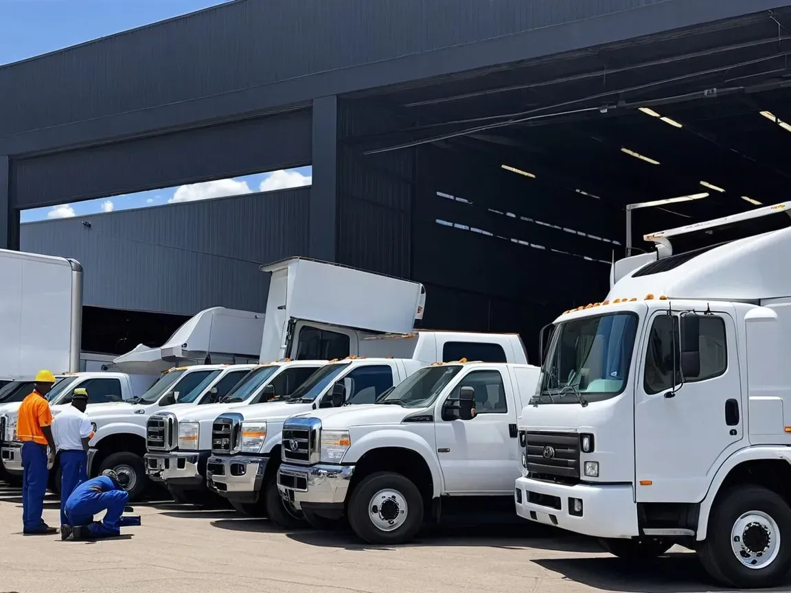 Fleet Truck Repair in Golden, CO expert certified mechanics with trucks parked outside the repair facility.