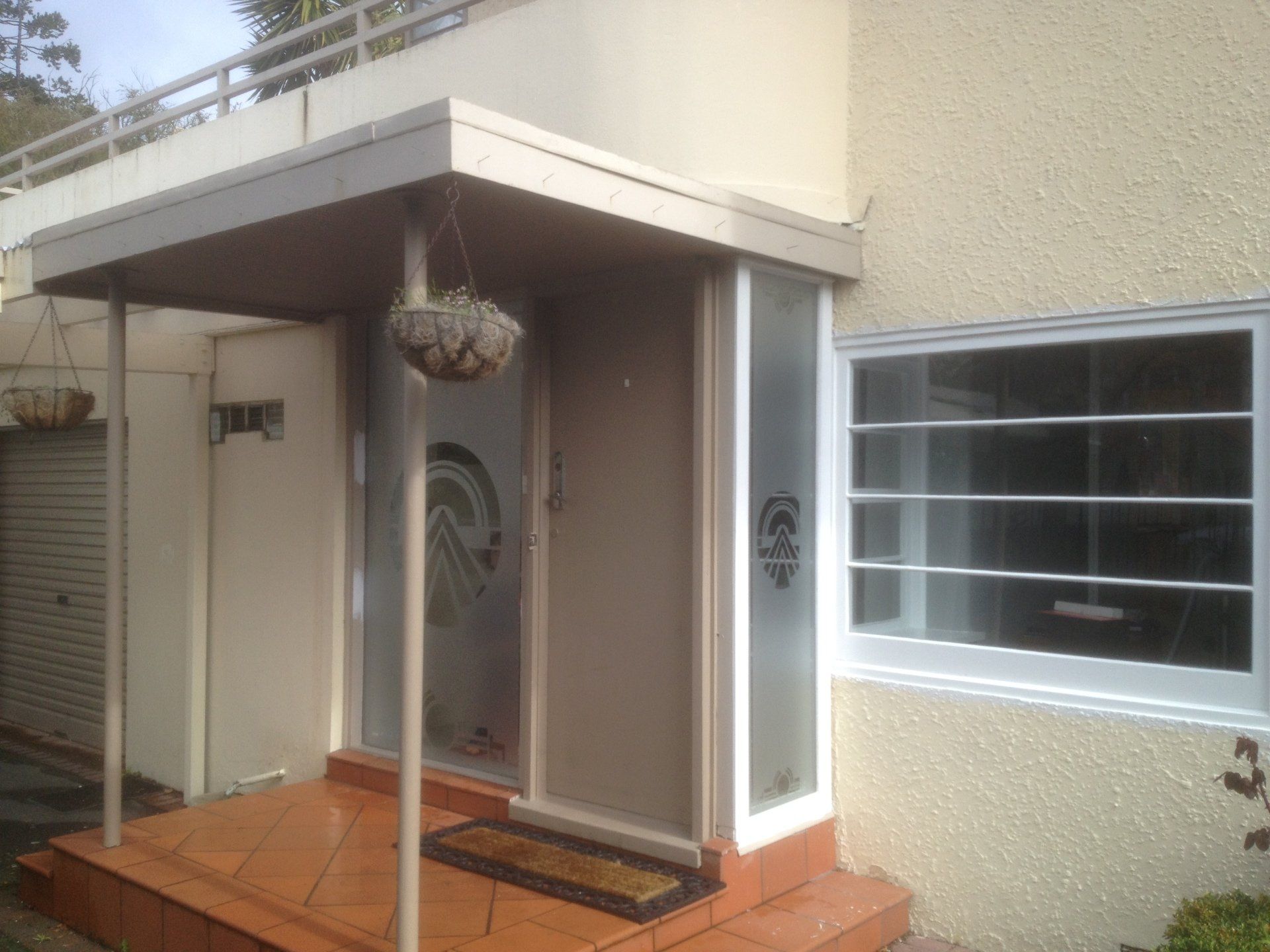 house frosting and window etch films  window etch film applied to entrance windows