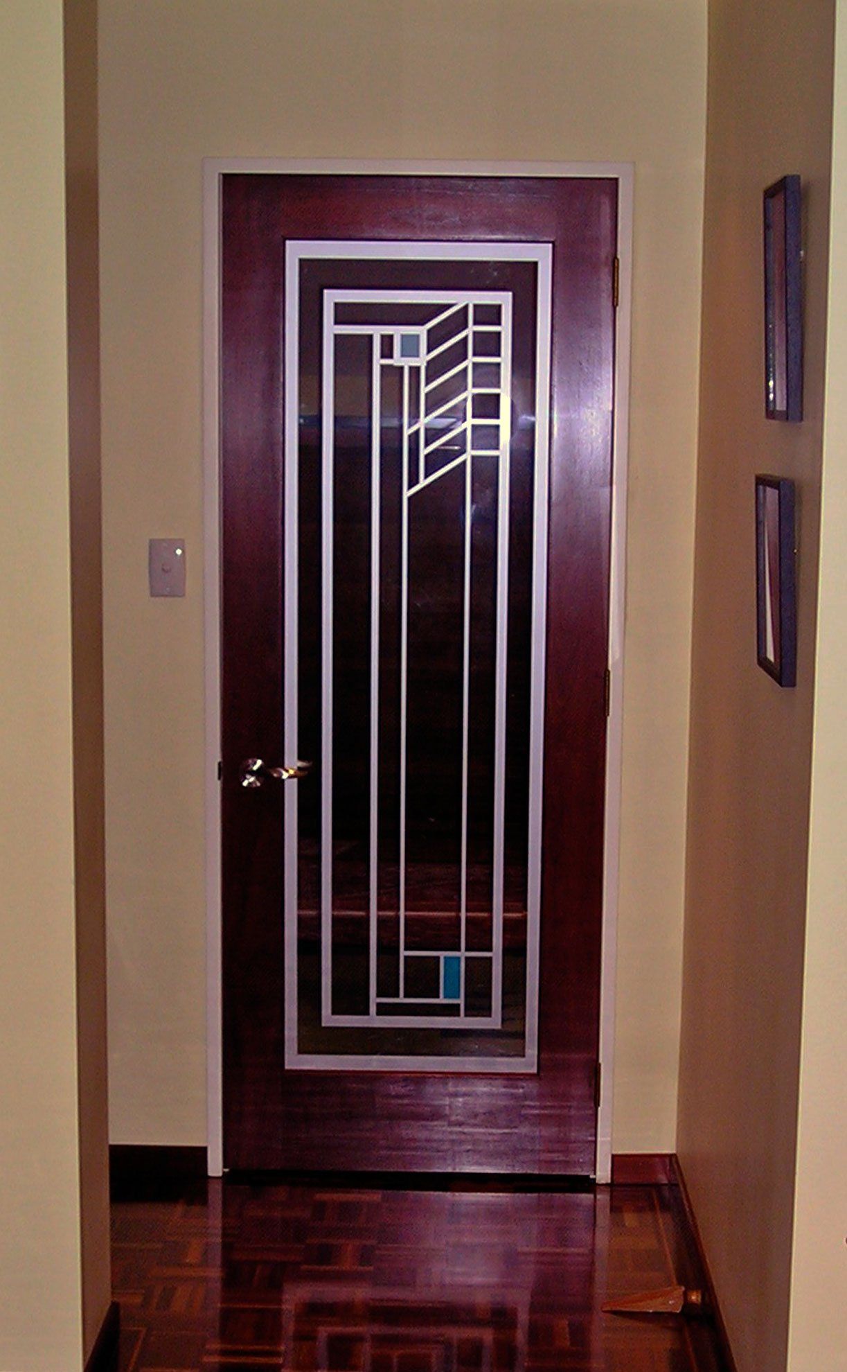 house frosting and window etch films  window etch film applied to door glazing