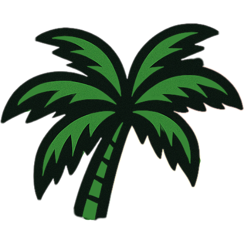 Green palm tree logo.